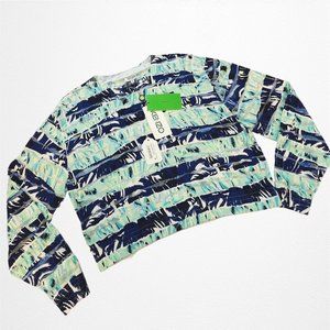 Kenzo Blue Floral Stripe Lightweight Sweater (M) NWT